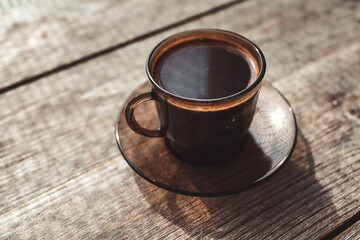 delicious aromatic coffee, in a cup, beans, natural, ground