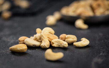 Cashew Nuts (close up shot; selective focus)