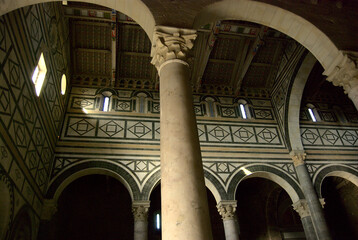 Churches in Tuscany: a detail of San Miniato al Monte church, located in Florence