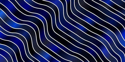Dark BLUE vector background with wry lines. Abstract illustration with gradient bows. Smart design for your promotions.