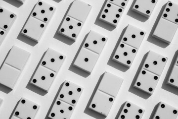 Black white photo game domino layout pattern top view   