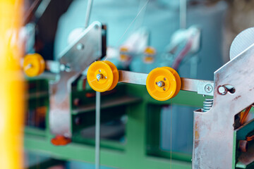 Cable production. Close up of a cable reel