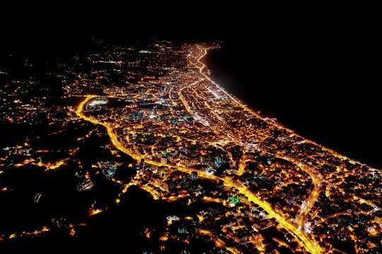 Cityscape downtown at night Hadim, Konya, Turkey
