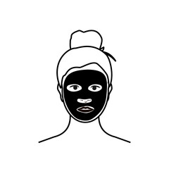 Woman with facial mask on her face isolated on white background