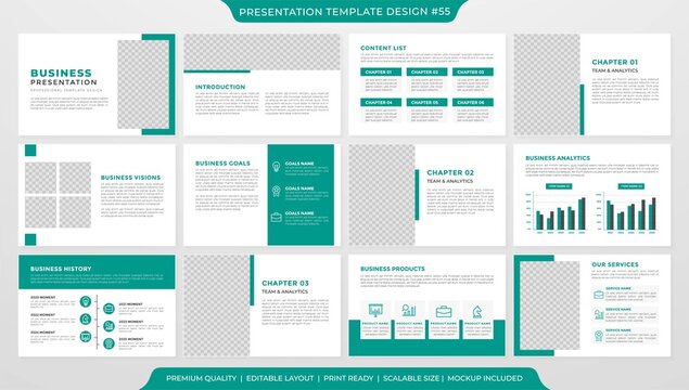 set of business presentation layout template with minimalist style use for business profile and annual report