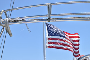 american flag on the mast