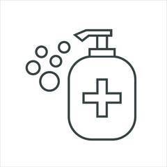 
Bottle antiseptic line icon on a white background