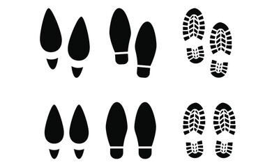 Human walking footprints sneaker shoes and shoe sole, woman's heels and foot steps vector footsteps icon or sign for print