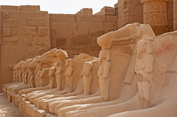 Ram sphinx at ancient egyptian temple in Luxor
