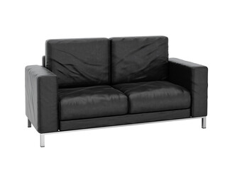 Sofa leather on white background with clipping path 3D illustration. 3D rendering illustrations.