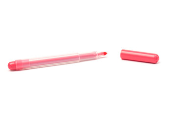 Pink marker pen on isolated background with clipping path. Vivid highlighter and blank space for your design or montage.