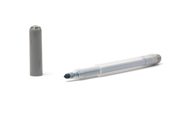 Gray marker pen on isolated background with clipping path. Vivid highlighter and blank space for your design or montage.