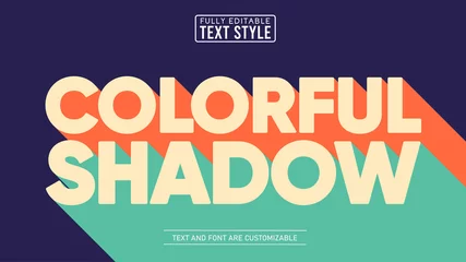 Fotobehang Retro Colorful Long Shadow Editable Text Effect © Reytr
