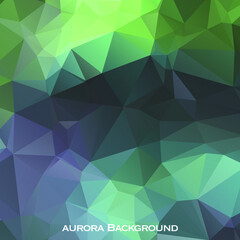 Modern Polygonal shapes background, low poly triangles mosaic, Triangular aurora backdrop, vector design wallpaper. High technology concept.