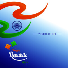 Fototapeta premium Happy Republic Day India with tricolor flag greeting vector graphic layout. 26th January template for brochure, flyer, poster, web, print media.