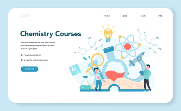 Chemistry studying on webinar or course web banner or landing page