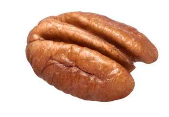 One pecan nut isolated on white background