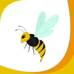 Coloredl wasp. Isolated vector illustration in flat style.