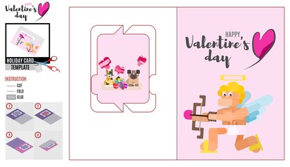pink card template with cupid.
