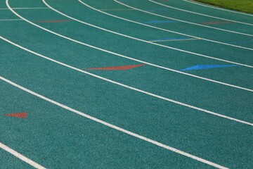 Painted lanes on a running track