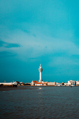 Fototapeta premium 1 June 2020 : Views while traveling on the Chao Phraya River in Samut Prakan Province, Thailand
