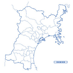 宮城県地図 シンプル白地図 市区町村