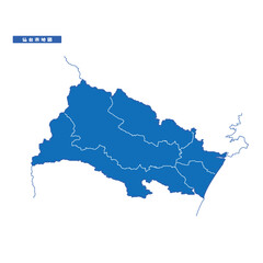 仙台市地図 シンプル青 市区町村