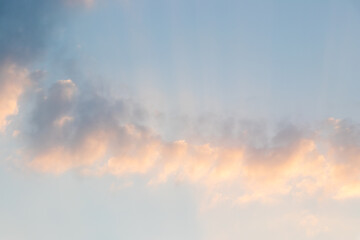 Naklejka na ściany i meble Beautiful orange color light sky with cloud background from sunset