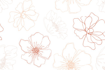 Floral seamless pattern with blossom flowers