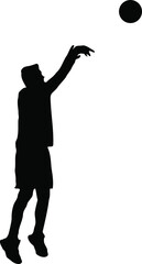 Lefty basketball player shooting on white background. Vector illustration