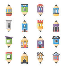 House architecture flat icons