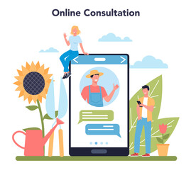 Gardening online service or platform. Idea of horticultural designer