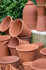 A lot of terracotta pots for sale