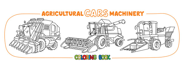 Agricultural machinery coloring book funny car set