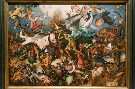 Original paintings The Fall of the Rebel Angels by Renaissance artist Pieter Bruegel the Elder