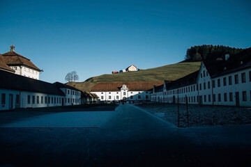 Alpine meadows and old buildings