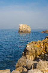 Papoa cliffs and sea in Peniche. Portugal
