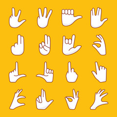 Cartoon Hands Icons Set
