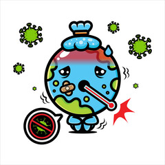 Earth vector design is sick because of a virus