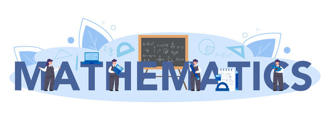 Obraz premium Mathematics typographic header concept. Mathematician seek and use
