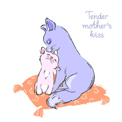 Cats illustration with phrases in sketch style, Cute vector with funny pets, can be used for your design or print t-shirt or somewhere, vector illustration 10eps