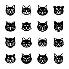 Cute cats solid icons