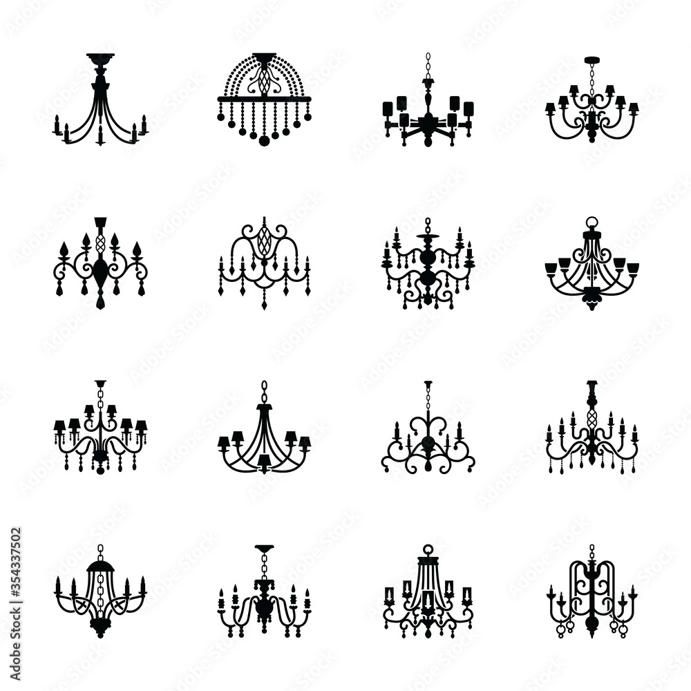 Wall mural classic chandelier filled icons