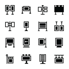 Banner stands icon set