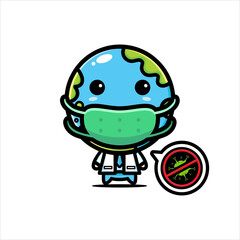 Obraz premium Earth vector design wearing a mask