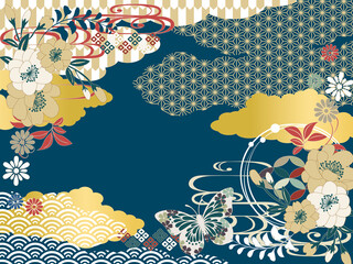 和柄背景素材レトロポップ日本 Wall Mural Wallpaper Murals Risings