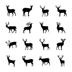 Fototapeta premium Fawn Silhouette set 