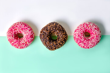 donut on white and green background