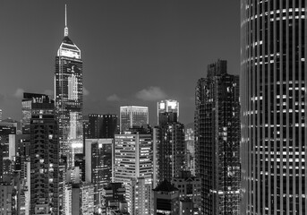 Fototapeta na wymiar Skyline of downtown of Hong Kong city at dusk