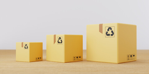 Parcels and packages delivery concept. stack of cardboard boxes, 3d render.